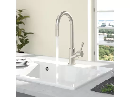 Robinet cuisine VILLEROY ET BOCH Umbrella flex acier massif + nettoyant