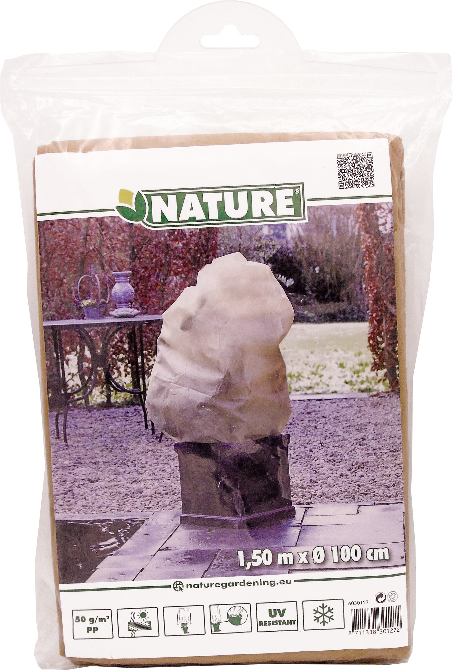 Nature winterhoes met koord D100cm x 1,50m 50 g/m² beige