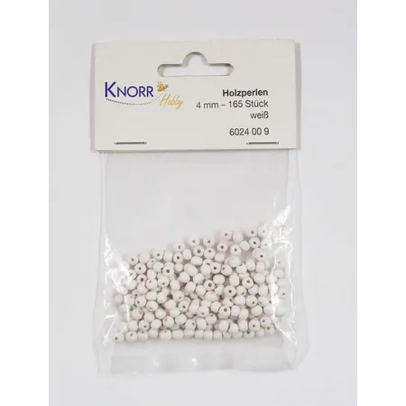Knorr Prandell Holzperlen, 4mm, weiß, 165 Stück