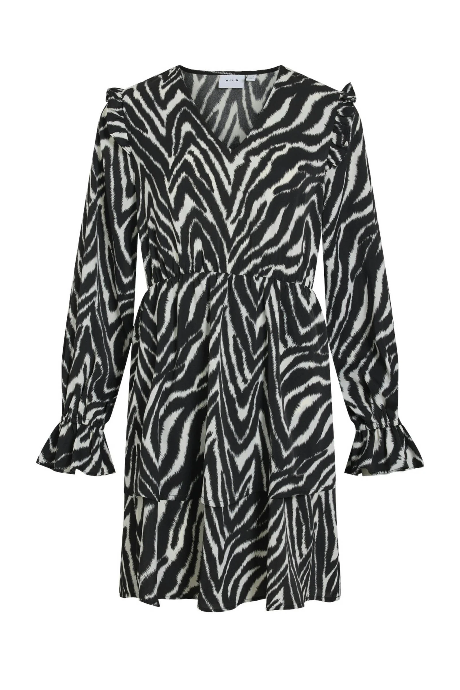 VILA jurk VIFRIA met zebraprint zwart/ wit