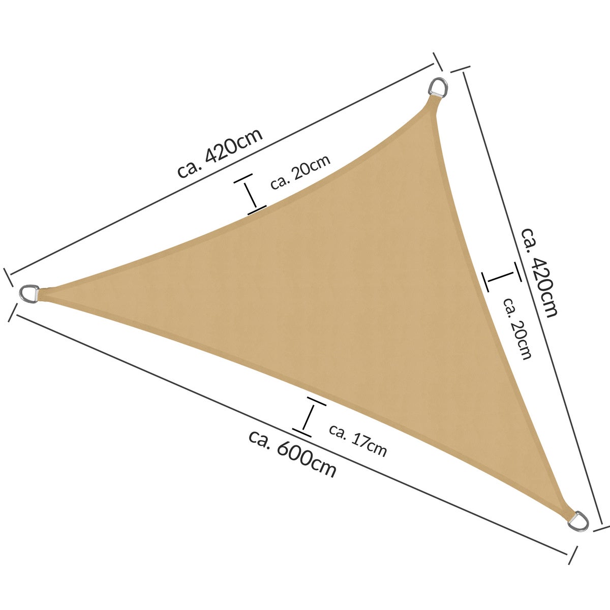 SolVision PS9 Zonnescherm 420x420x600cm Driehoekig Zand PE
