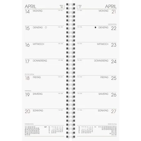 BRUNNEN Wochenkalender Tischkalender 2021 Blattgröße 10,8 x 29,7 cm, grün