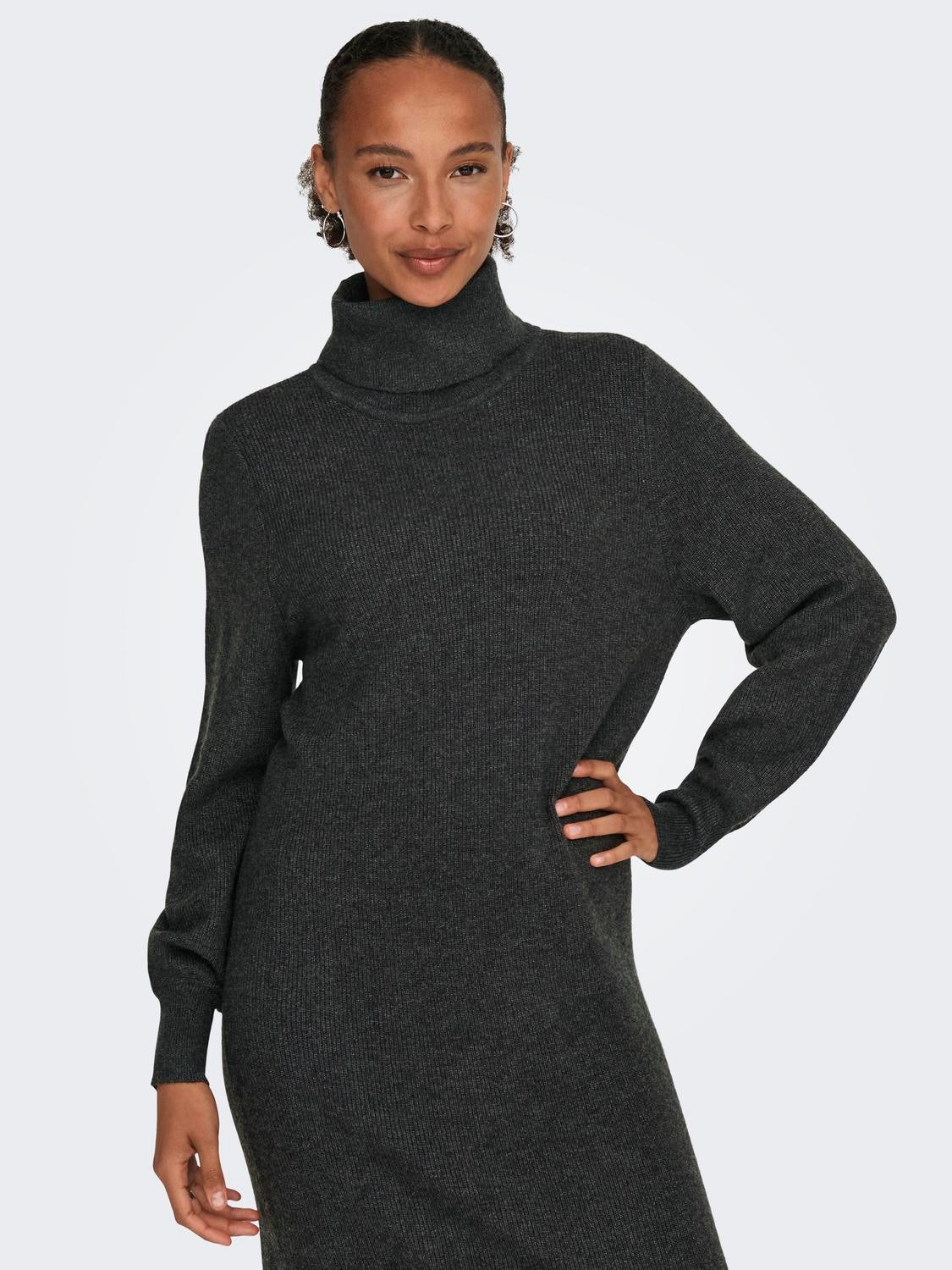 ONLSASHA Langes Kleid Dark Grey Melange