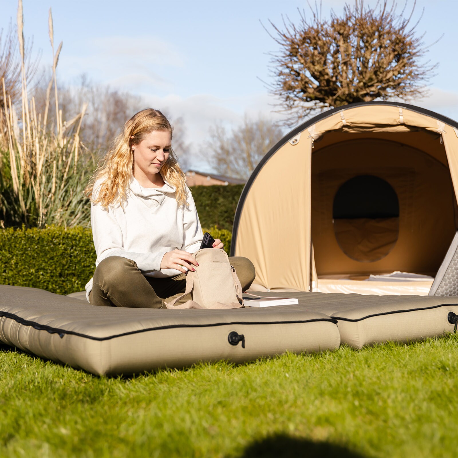 HUMAN COMFORT Luft Bett Chatou Isomatte Kasten Matratze Gäste 100% Baumwolle Farbe: Grün