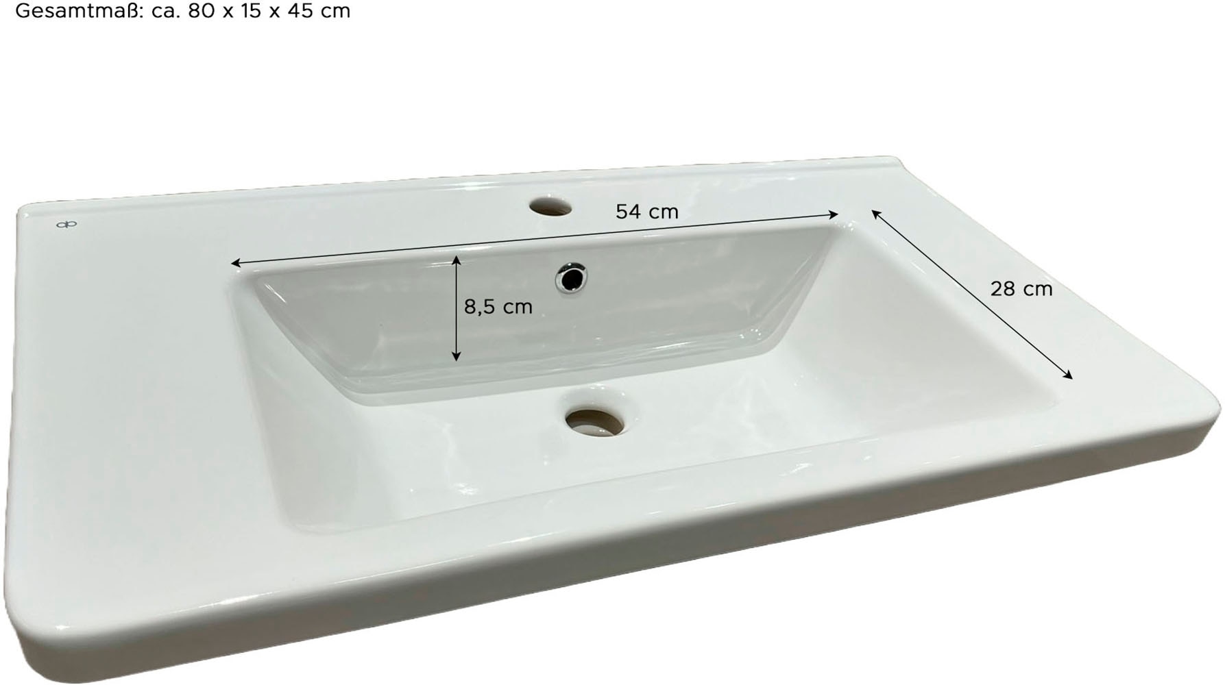 Home affaire Waschtisch »Landsby, Breite 133 cm, inkl. Mineralguss-Waschbecken, 4 Schubkästen« 2 Stk. tlg. inkl. Waschbecken