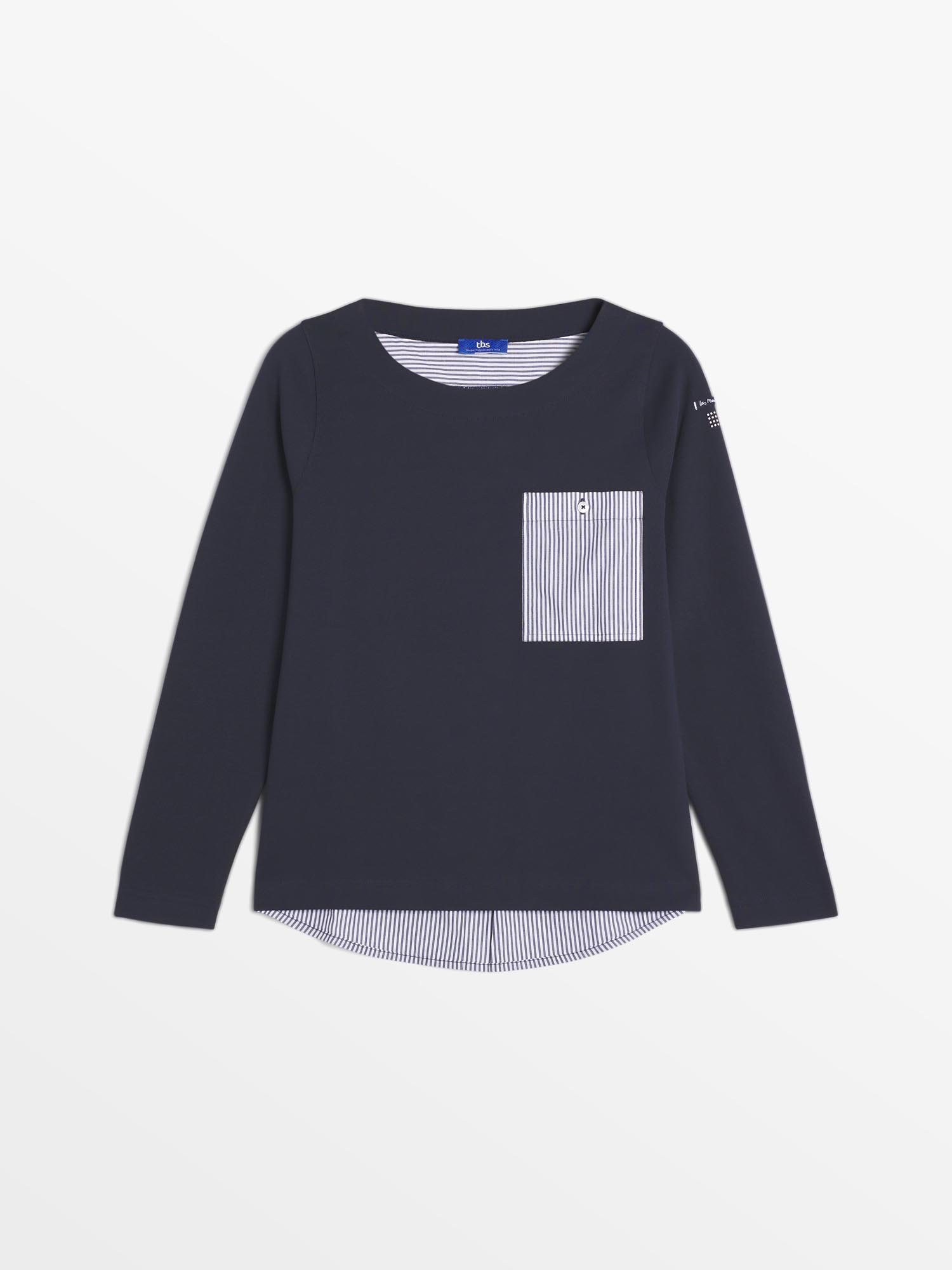 Tee Shirt Femme Esprit Nautique Manches Longues Marine