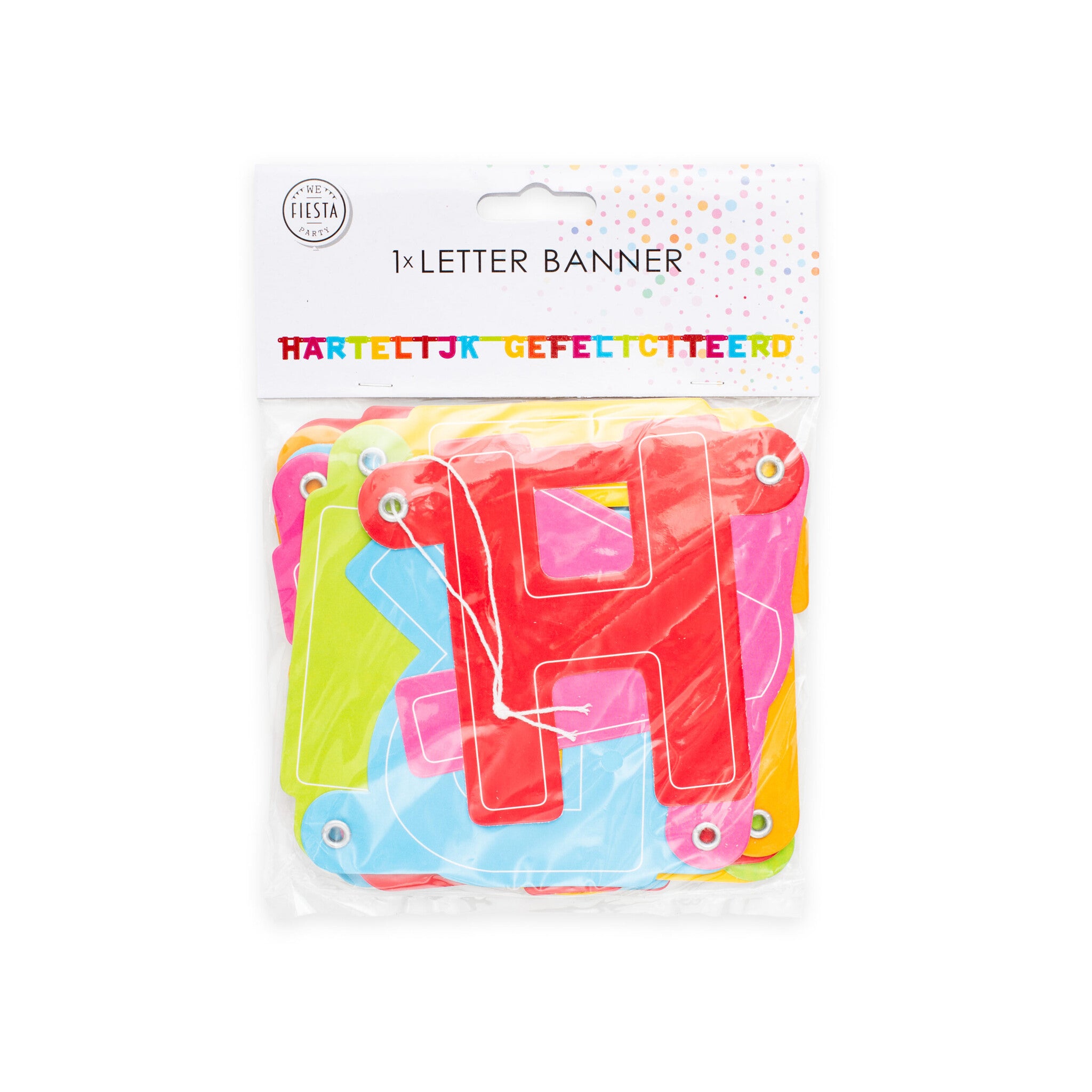Gekleurde Letterslinger Hartelijk Gefeliciteerd 2,5m