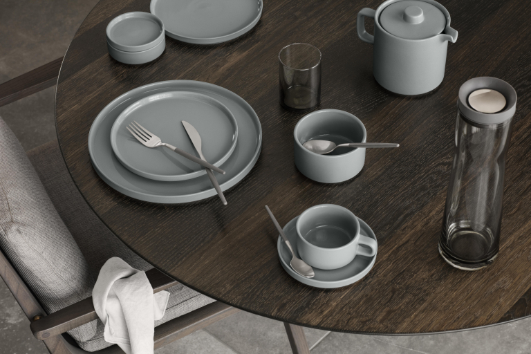 Blomus Pilar koffiekop en schotel set van 2 moonbeam