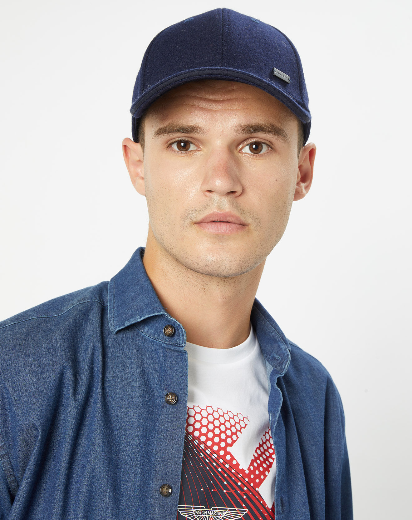 Hackett London Casquette en Laine mélangée Feutre bleu marine