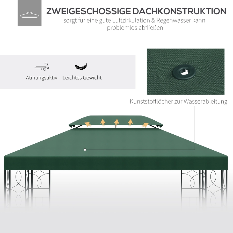 Outsunny Pavillondach für 3 x 4 m Pavillons grau