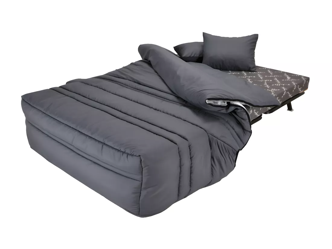 Canapé convertible BZ 100% coton fermeture assistée, 140x190 cm gris - CANYON III
