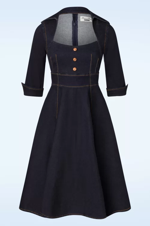 Rock-a-Booty Lorrinda Lee swing jurk in donker denim
