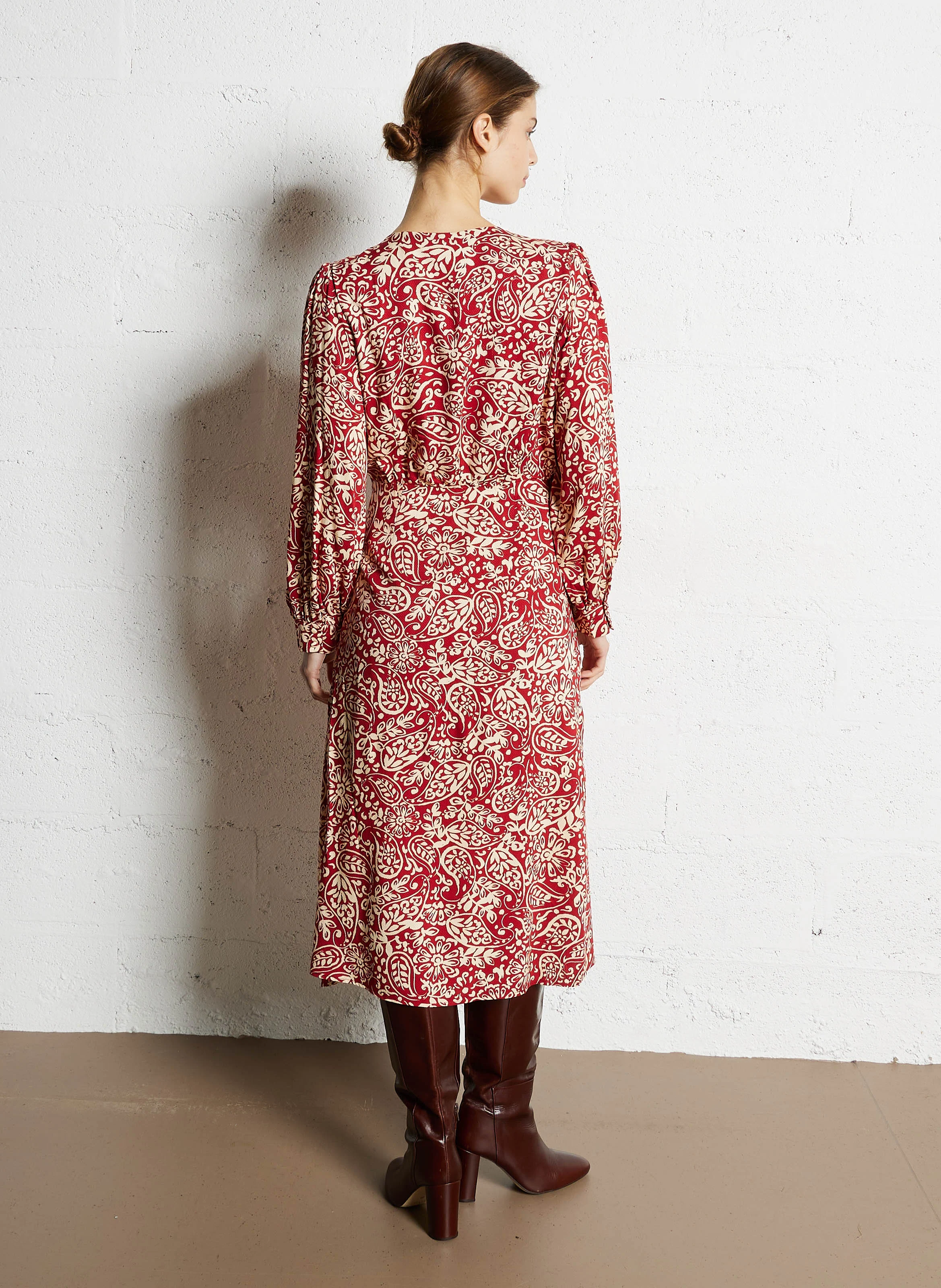 ROKIA - Robe longue droite col rond | Multicolore