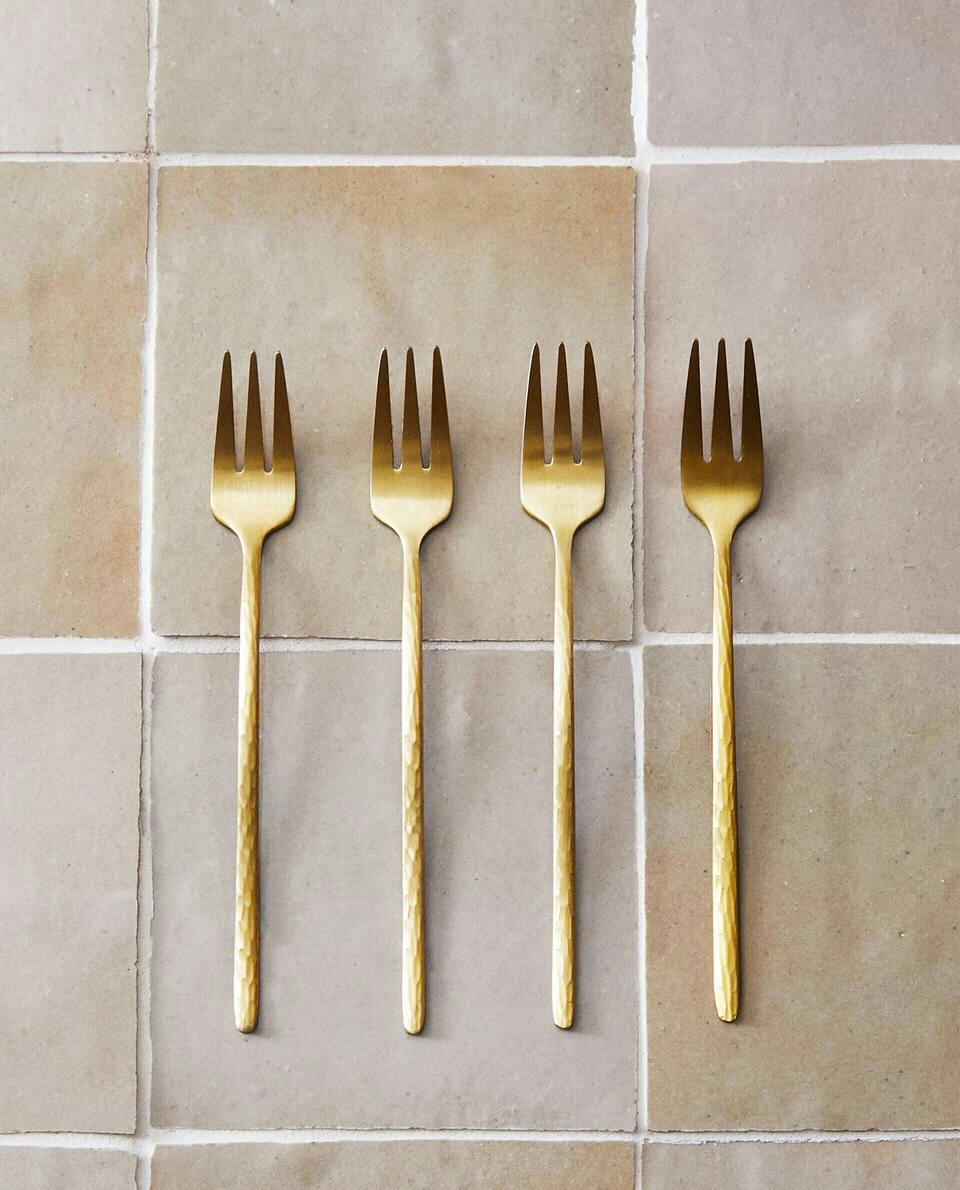 Conjunto de 4 garfos para brunch com cabo martelado
