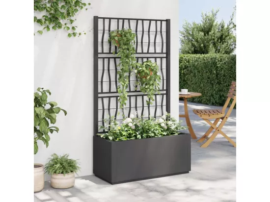 Jardinière avec treillis gris foncé 80x36x140 cm PP
