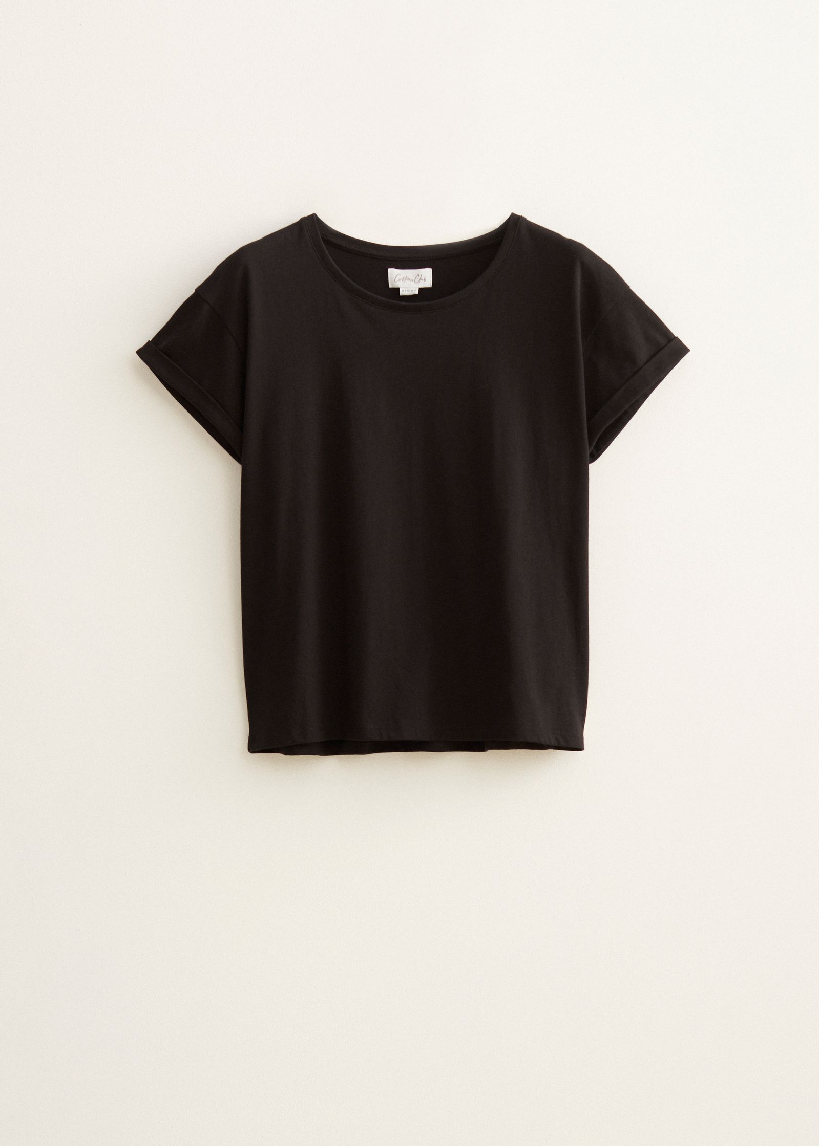 Basic T-shirt met opgerolde mouw