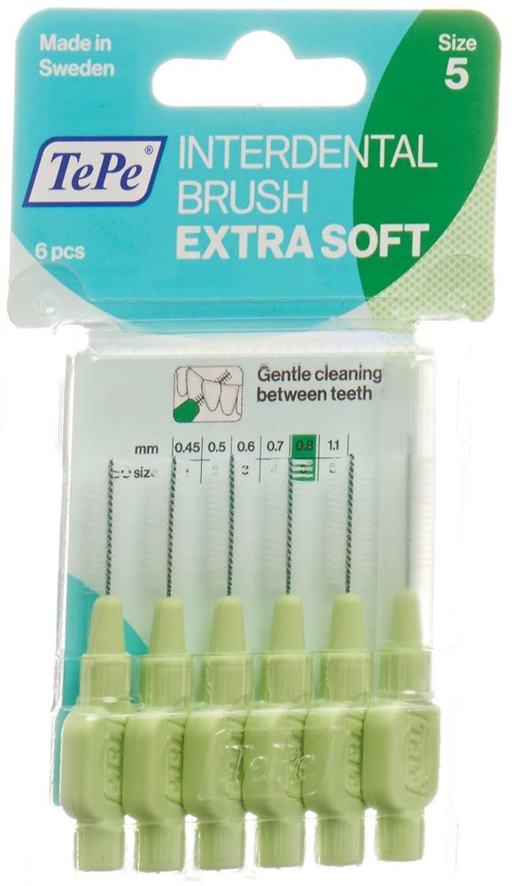 TEPE Interdental Brush<br>6 Stück, Blister, 0.8mm, x-soft grün