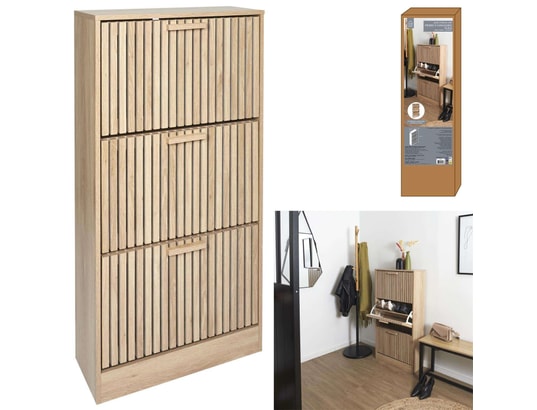 THE HOME DECO FACTORY - Meuble à chaussures avec 3 portes saulk - marron