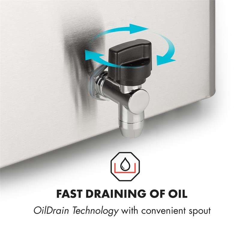 Family Fry Fritteuse 3000W Oil Drain Technology Edelstahl silber