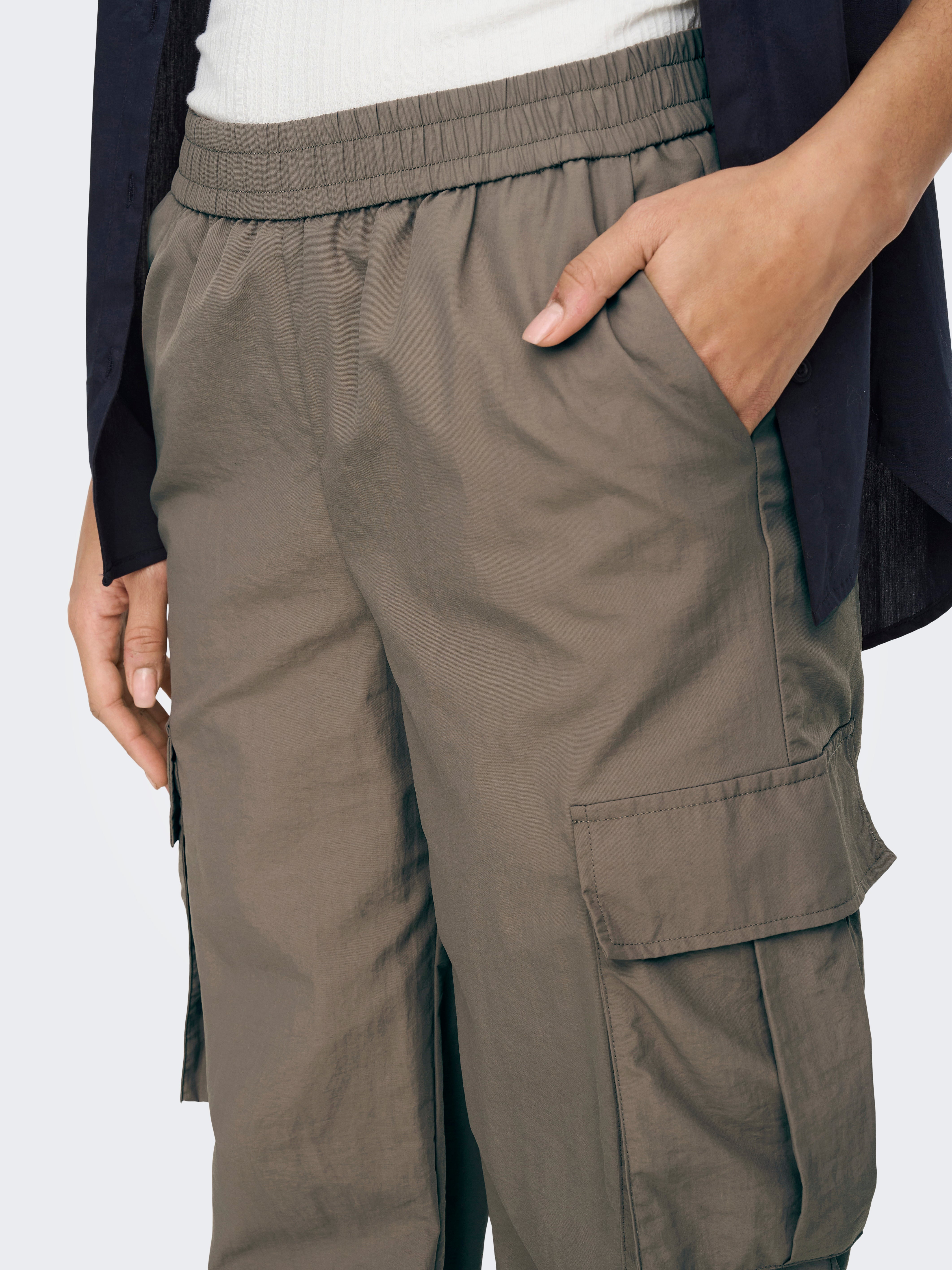 JDYLORENZO Mittlere Taille Weiter Beinschnitt Cargo-Hose Walnut