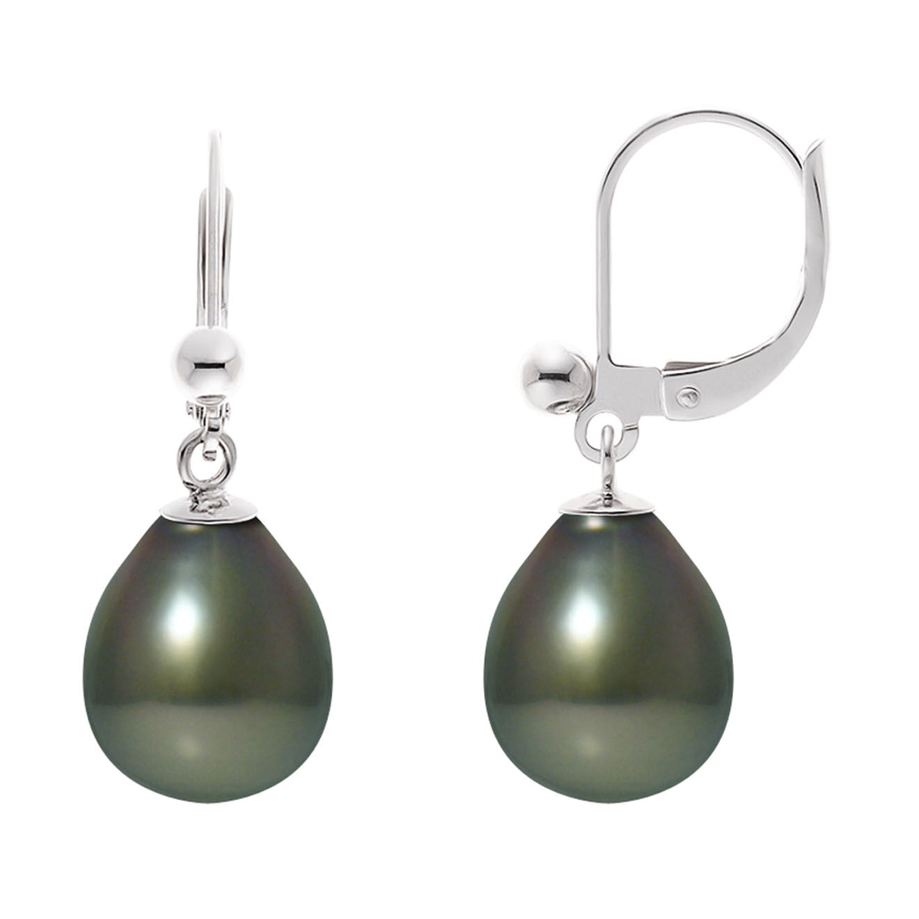 Pearl Addict Boucles d'oreilles Térébentine Argent & Perles de Tahiti gris/vert