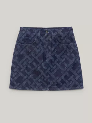 Minissaia jeans com monograma Crest TH