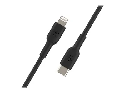 Belkin BoostCharge - Lightning-kabel - 24 pin USB-C han til Lightning han - 1 m - sort - USB Power Delivery (18 W)