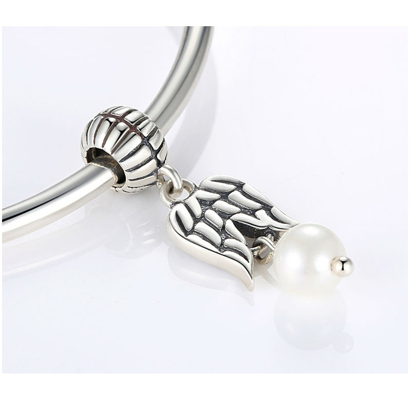Charms Bead Pendant Argent 925 et Perle Blanche