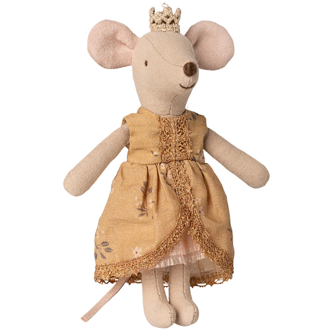 maileg knuffelmuis grote zus prinses - gouden jurk - 13 cm