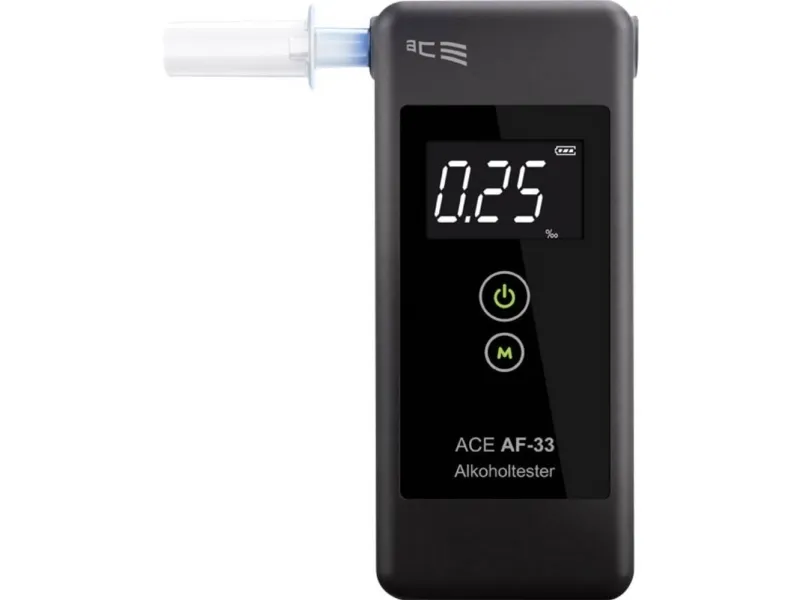 ACE alkometer alkometer AF-33 mørkegrå Måleområde alkohol (maks.)=5,00 ‰ inkl. display (107075)
