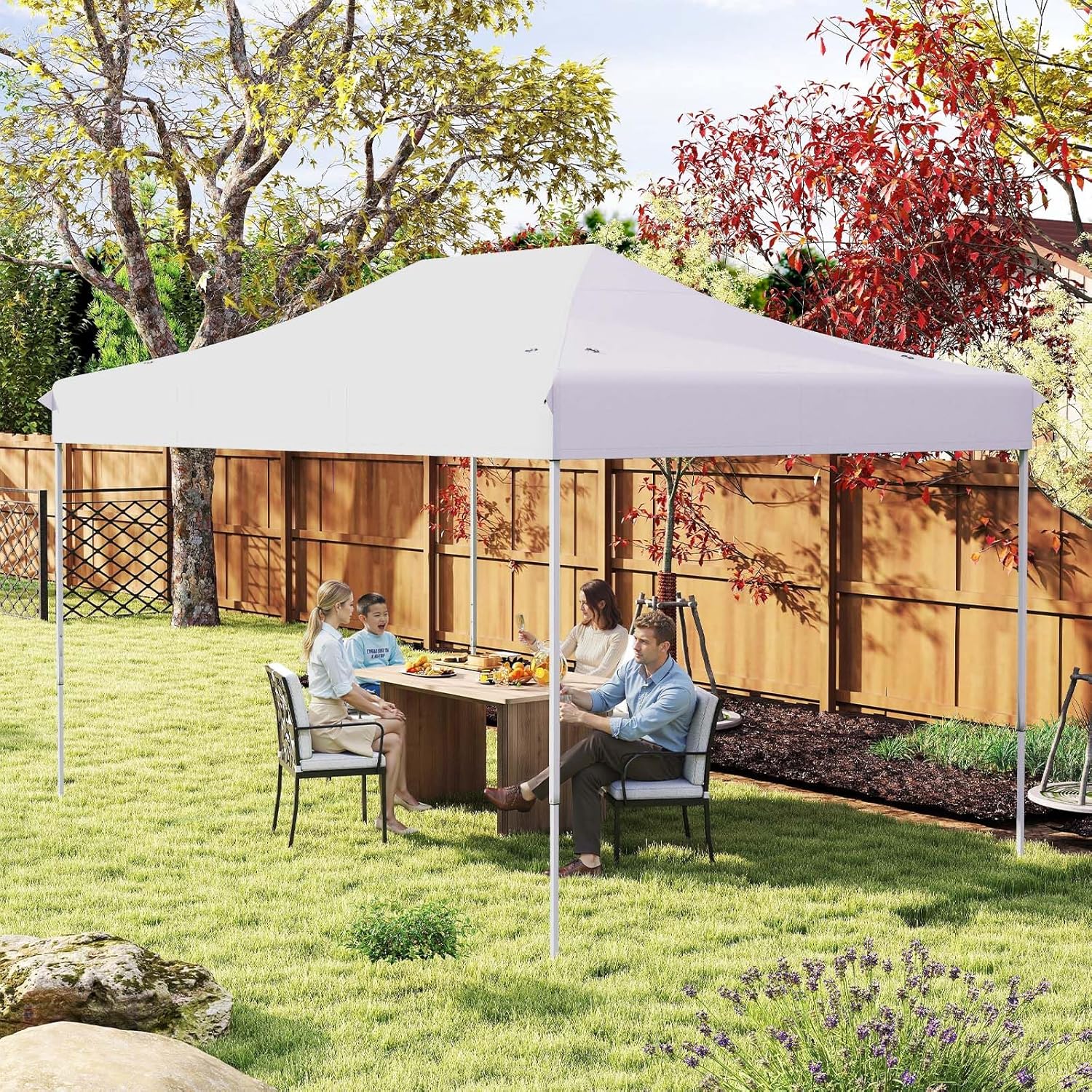 COSTWAY 3x4,5 m Faltpavillon, Pop Up Pavillon Höhenverstellbar mit Rollentasche, 4 Seilen, 8 Heringen, Wasserdicht Gartenpavillon Gartenzelt Partyzelt für Party Hochzeit (Weiß)