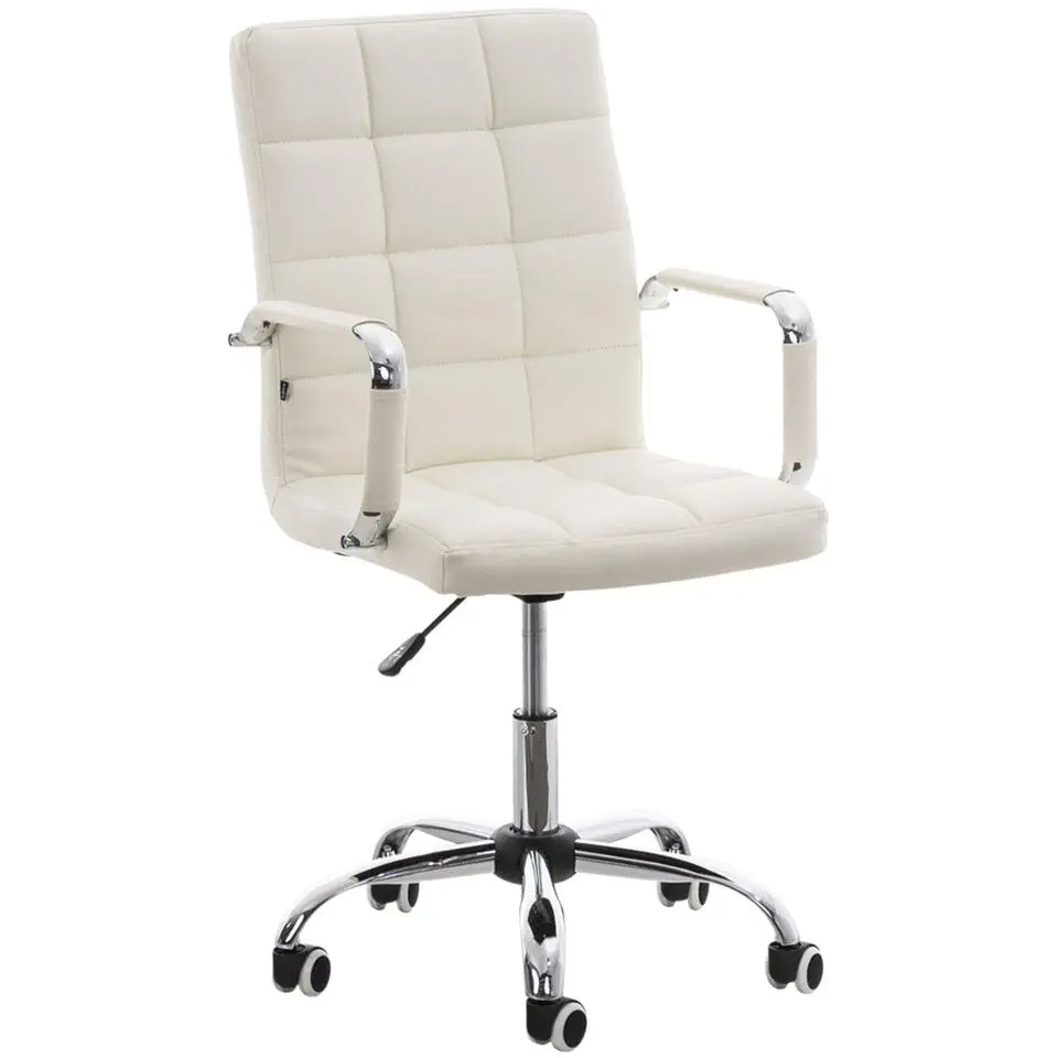 CLP Bureaustoel Deli V2 chroom Frame - Kunstleer - wit