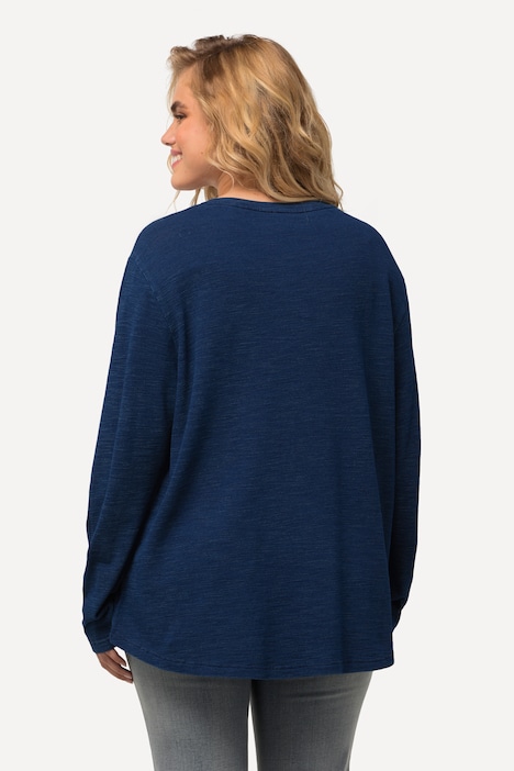 Shirt, Schriftmotiv, V-Ausschnitt, Langarm
