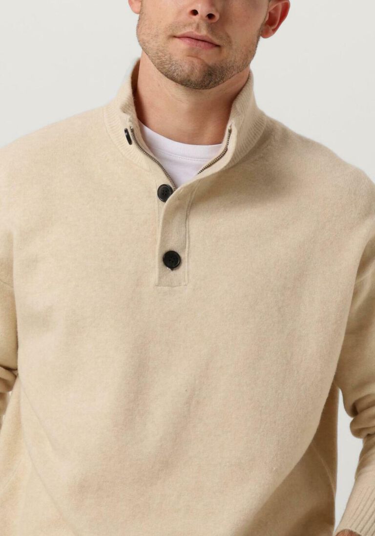CALVIN KLEIN beige calvin klein trui lycra blend button quarter zip