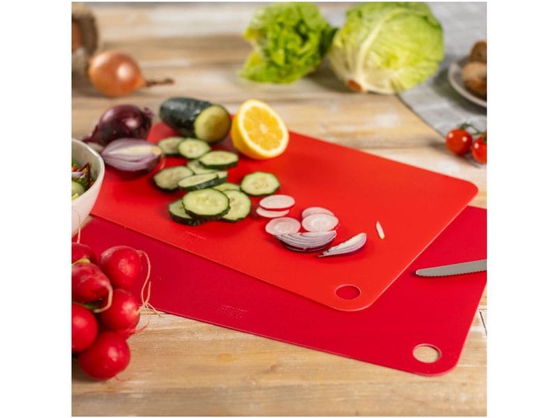 Kuhn Rikon Schneidebrett-Set 2 Stück, Rot 25 cm  x 37 cm Schneidebrett