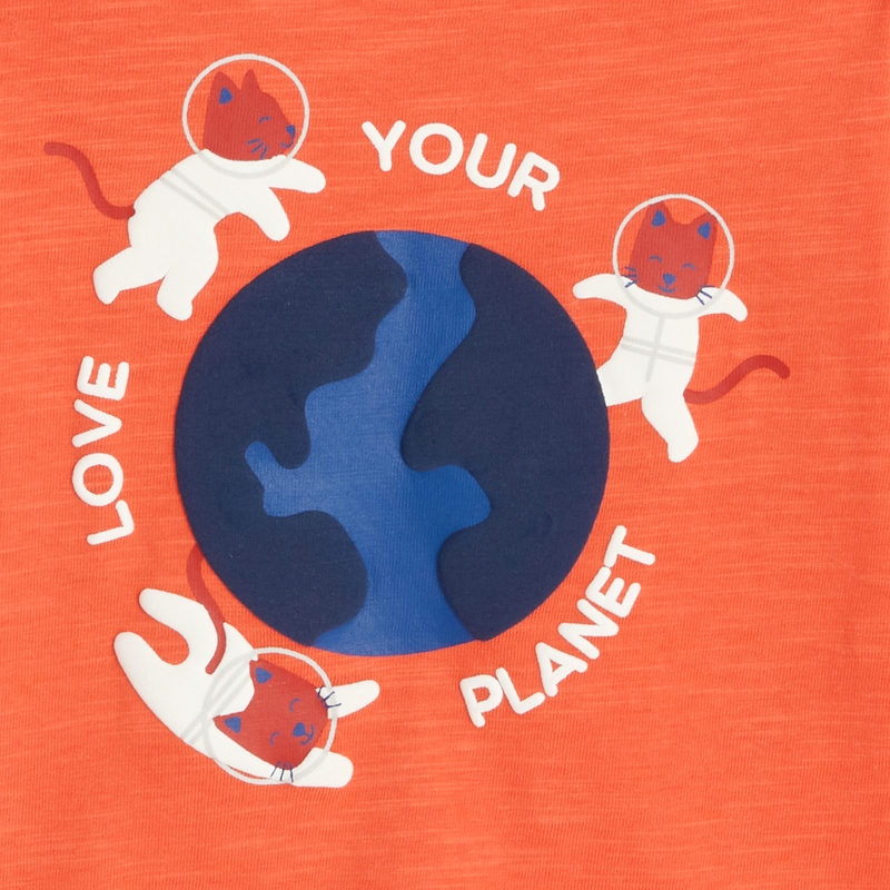 T-shirt chats astronautes orange bébé garçon
