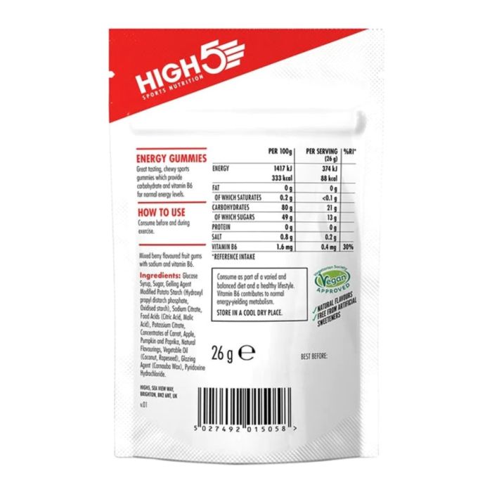 High5 Unisex Energi-chews Energy Gummies Berry Hvid