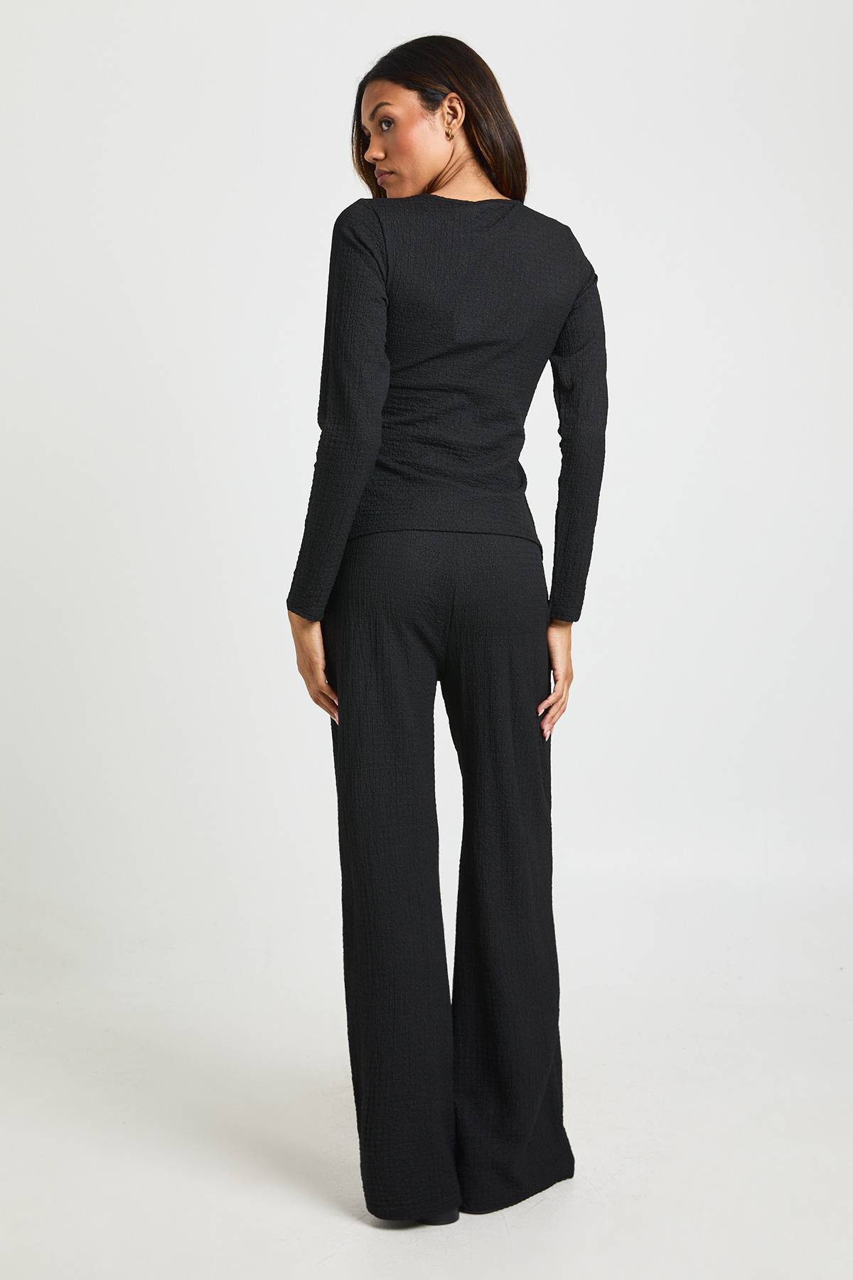 boohoo Ensemble Coordonné Maternité Top Texturé Manches Longues & Pantalon Large Taille Élastique