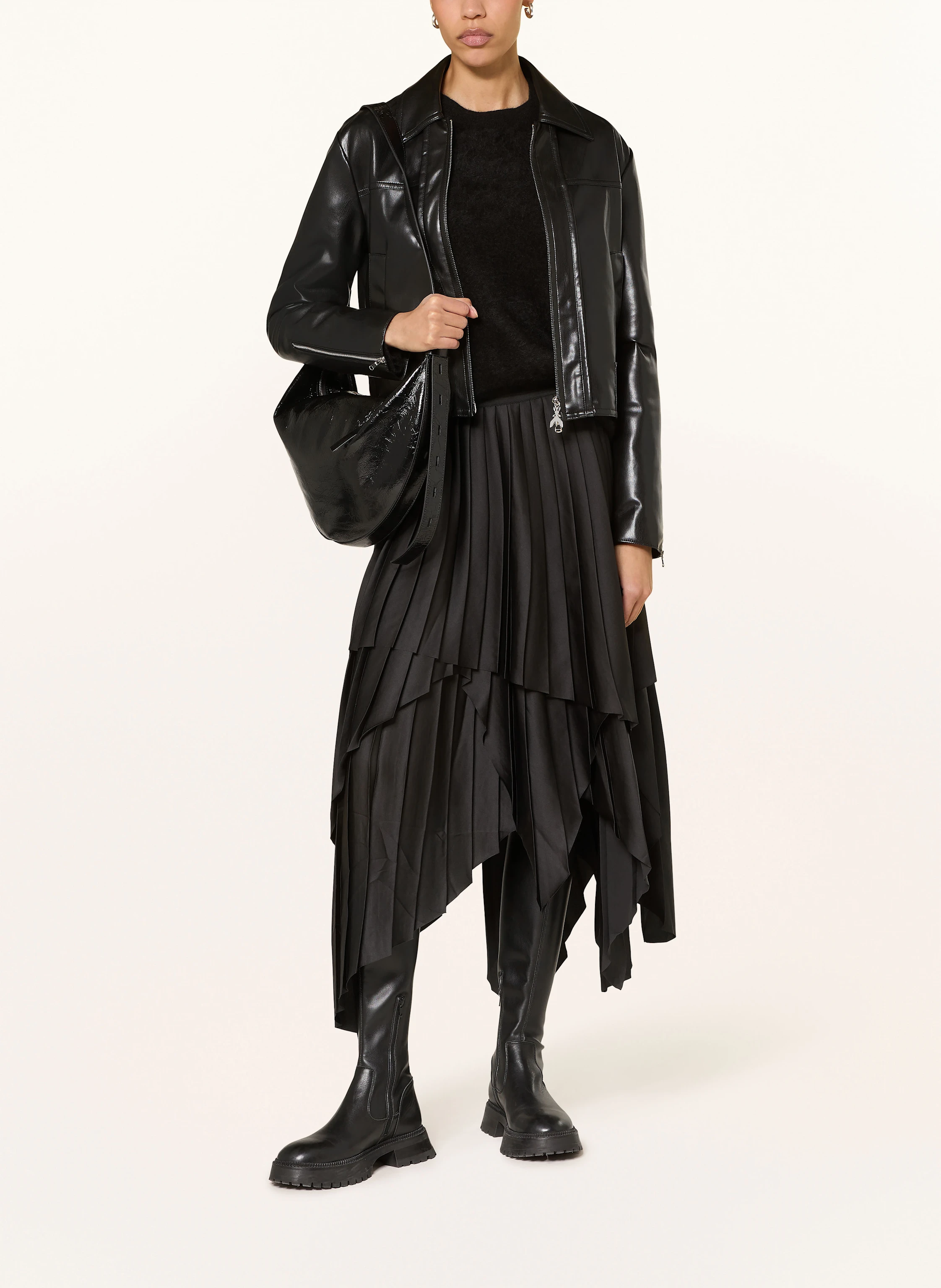 ALLSAINTS Wickelrock KAT aus Satin mit Plissees