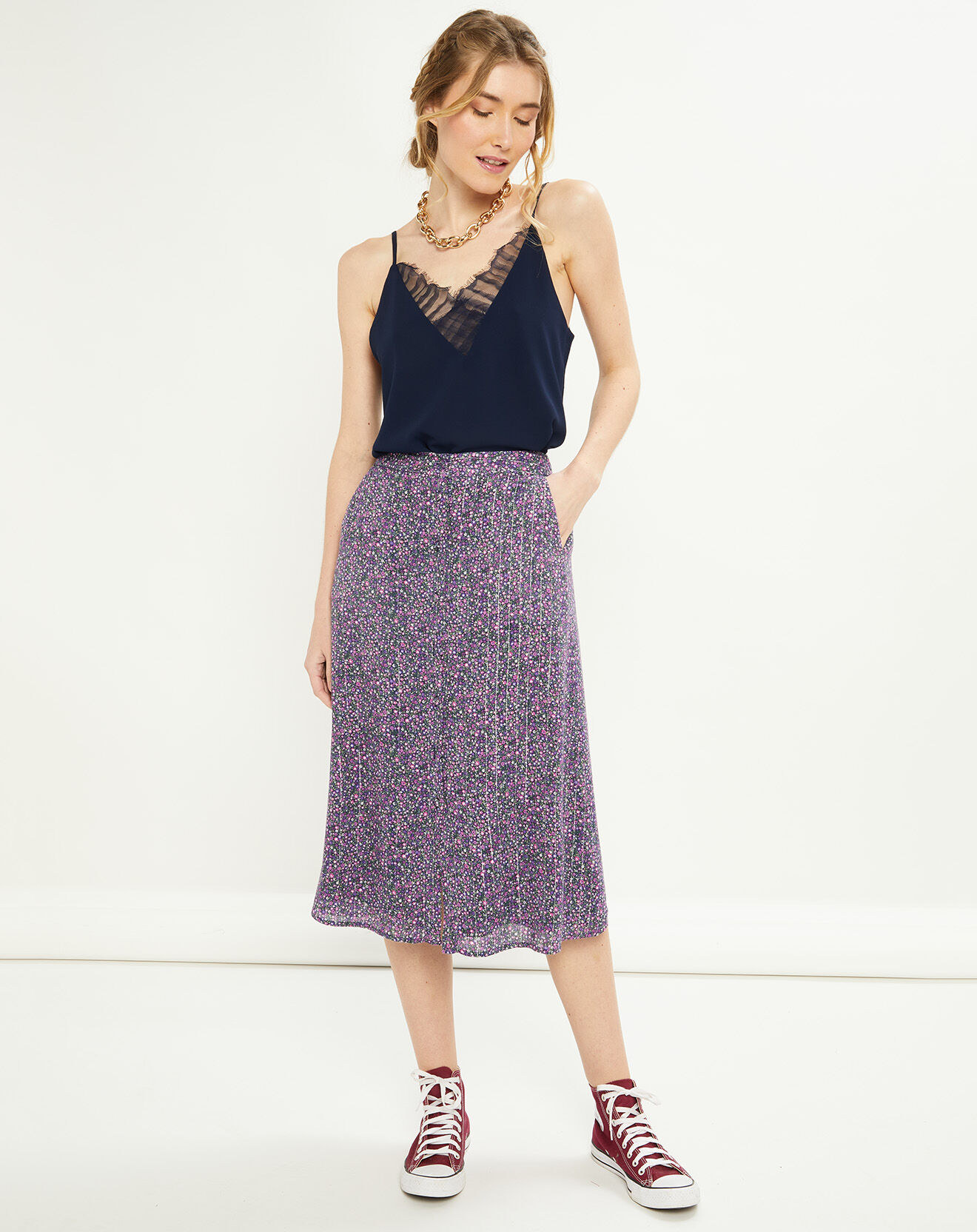 La Petite Etoile Jupe Casta imprimée violette