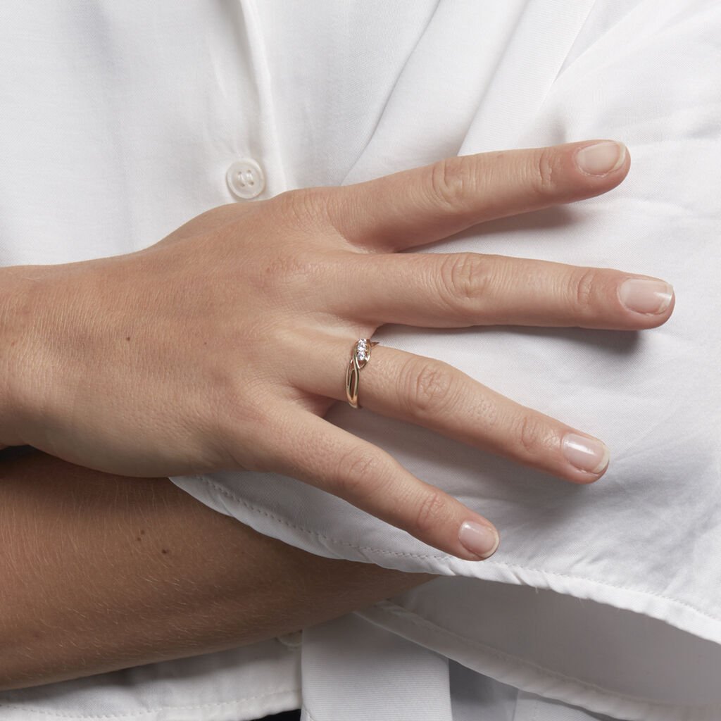 Bague Or Jaune Shaleana Oxydes De Zirconium