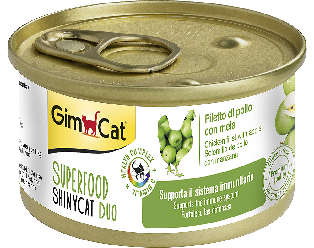 COMIDA HÚMIDA PARA GATO GIMCAT DUO COM FRANGO E MAÇÃ 70G