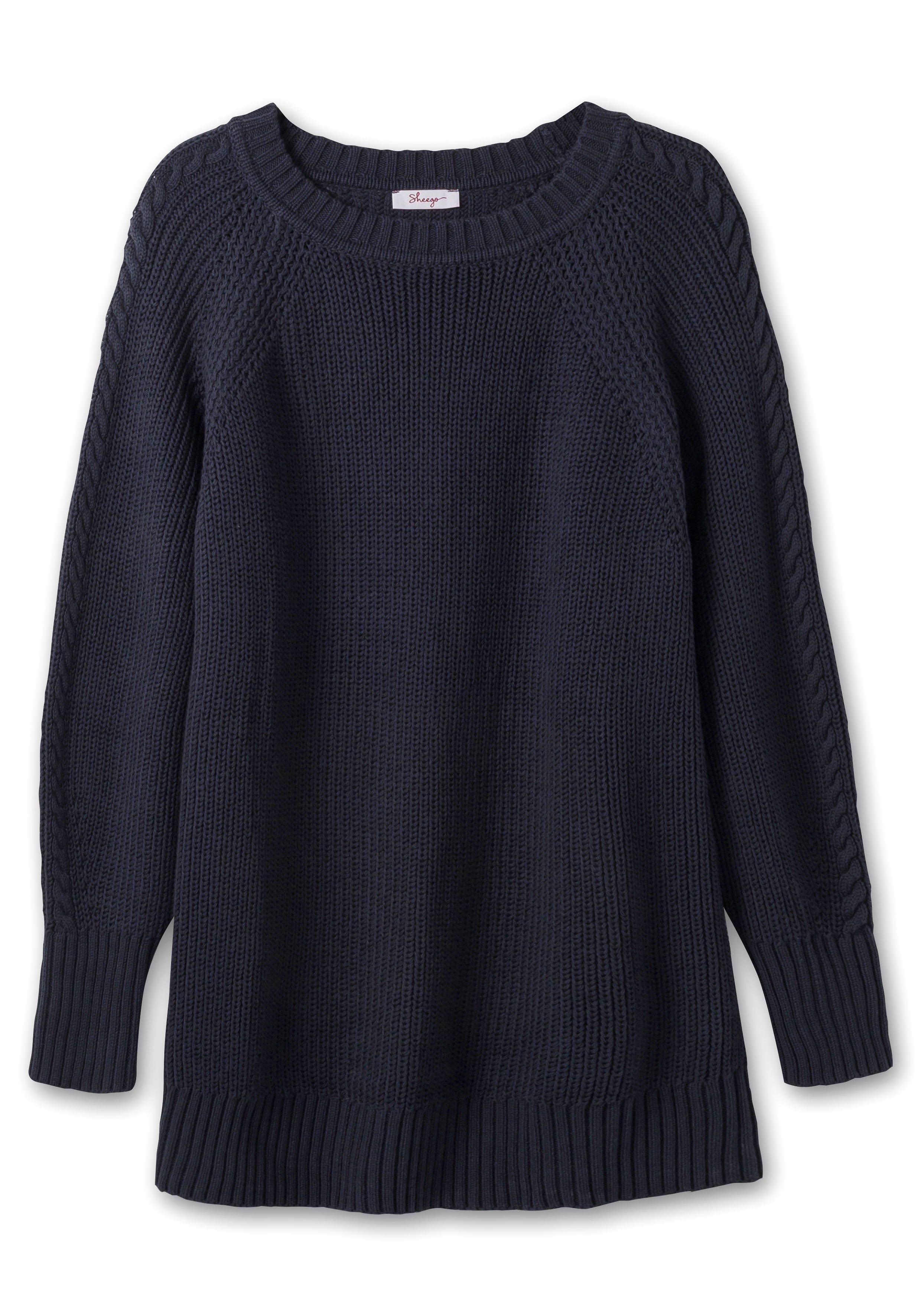 Pullover in Perlfangstruktur, mit Zopfmuster