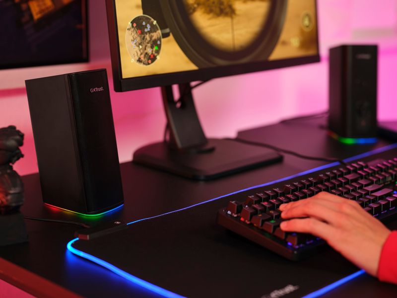 Trust PC-Lautsprecher GXT 612 Cetic Leistungsstarkes kabelloses Lautsprecherset mit Bluetooth und RGB-Beleuchtung