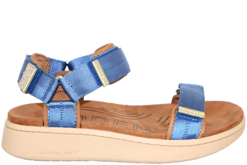 WODEN LINE OLD DENIM SANDAL I BLÅT TEKSTIL