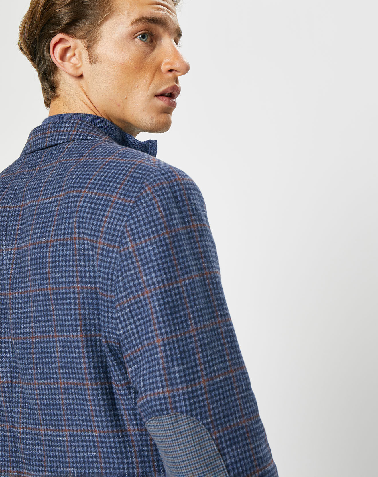 Hackett London Veste en Laine mélangée Tartan imprimée bleue