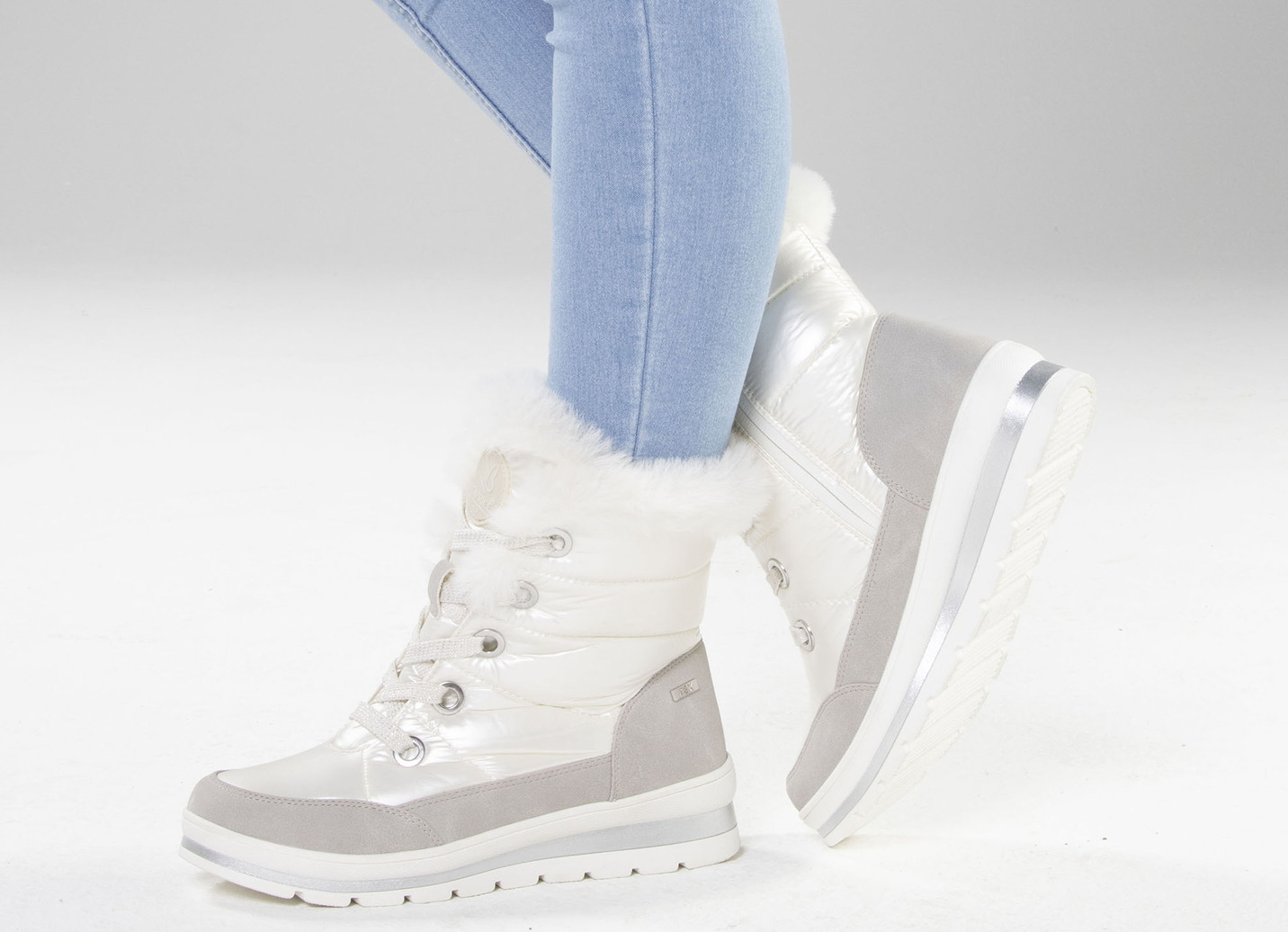 ELENA EDEN Schnür-Bootie mit kuscheligem Plüschkragen