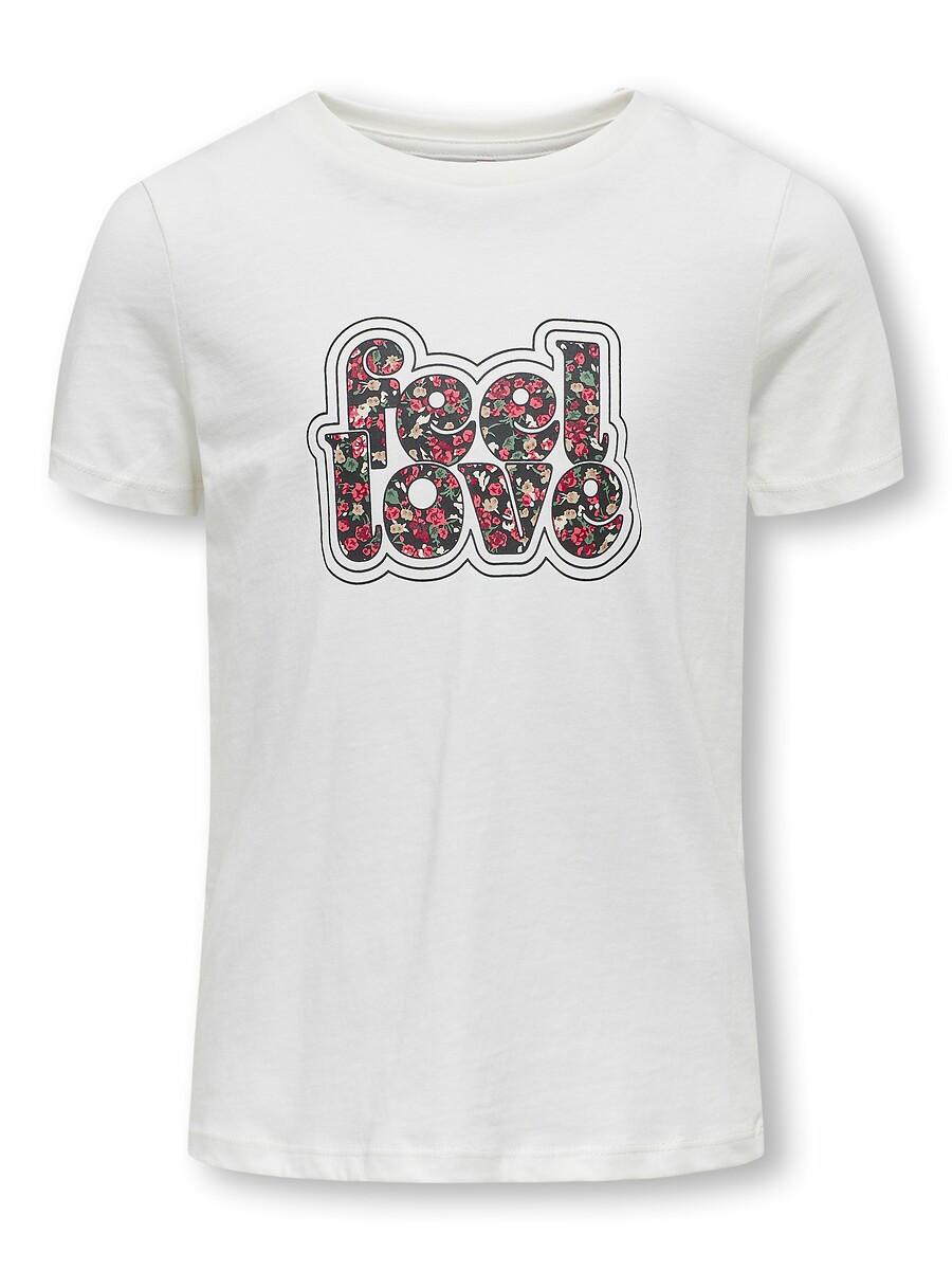 SOMENTE PARA CRIANÇAS<br>Camiseta de manga curta com estampa floral que transmite bem-estar