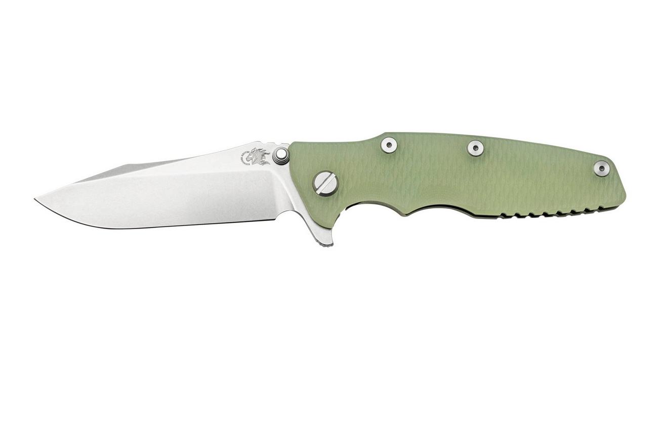 Rick Hinderer Eklipse 3.5” Spearpoint S45VN, Stonewash, Translucent Green G10, zakmes