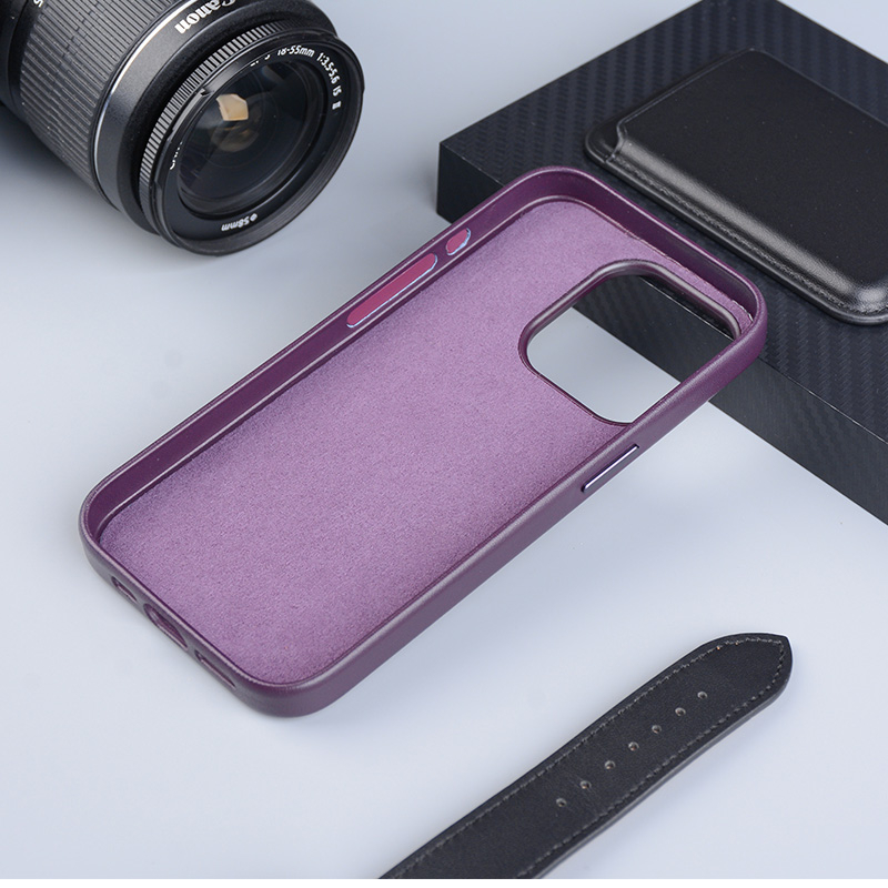 iPhone 15 Pro Max MagSafe Leder Case Schutzhülle - Violett